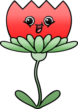 Bir insan tarafından çizilmiş rengarenk bir çiçek karikatürü.