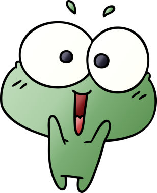 gradyan çizgi film illüstrasyonu kawaii bir insan tarafından çizilmiş şirin kurbağayı heyecanlandırdı