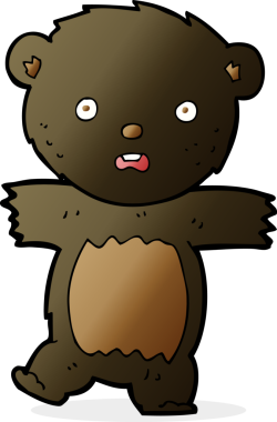 Bir insan tarafından çizilmiş siyah ayı yavrusu.