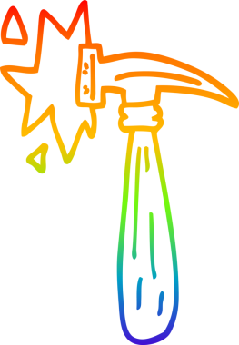 gökkuşağı gradyan çizimi bir insan tarafından çizilen çekiç darbesi