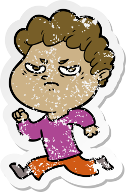 Bir insan tarafından çizilmiş kızgın bir adamın sıkıntılı çıkartması.