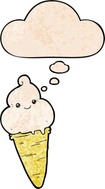 Bir insan tarafından çizilmiş grunge desenli düşünce baloncuklu çizgi film dondurması.