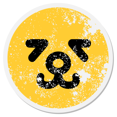 Bir insan tarafından çizilmiş basit mutlu köpek surat çemberi.