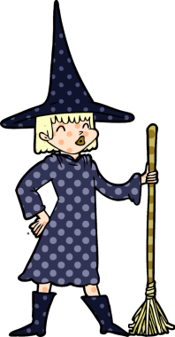 Bir insan tarafından çizilmiş çizgi film cadısı.