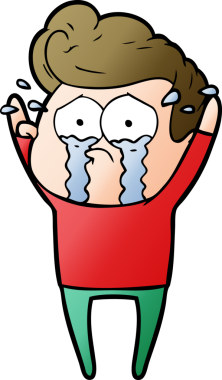 Bir insan tarafından çizilmiş ağlayan bir karikatür.