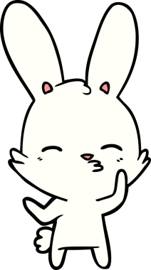 Bir insan tarafından çizilmiş meraklı tavşan çizgi filmi.