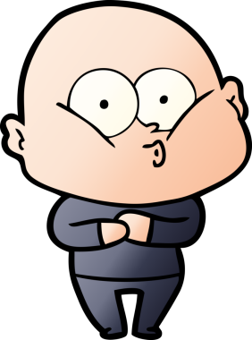 Bir insan tarafından çizilmiş kel bir adam.