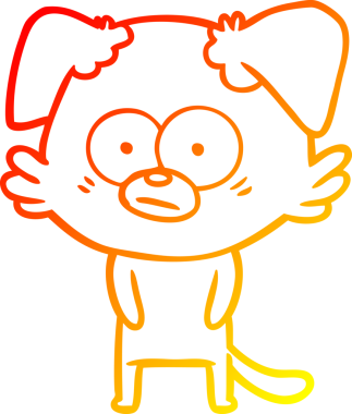 Bir insan tarafından çizilmiş gergin bir köpek çizgi filminin sıcak gradyanı.