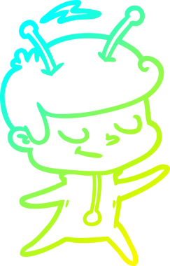 Bir insan tarafından çizilmiş soğuk gradyan çizgi film karakteri uzay adamı.