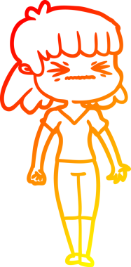 Bir insan tarafından çizilmiş kızgın bir kızın sıcak çizgi çizimi