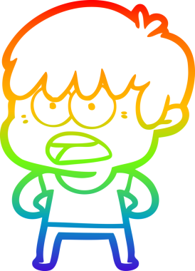 Bir insan tarafından çizilmiş endişeli bir çizgi film çocuğunun çizimi.