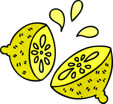 Bir insan tarafından çizilmiş garip bir çizgi film limonu.