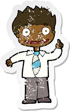 İnsan tarafından çizilmiş bir fikri olan karikatürcü bir adamın gerilimli çıkartması.