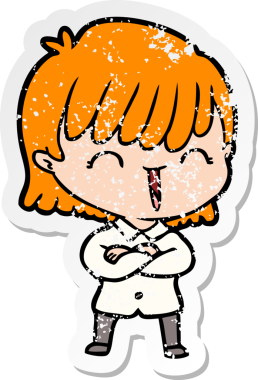 Bir insan tarafından çizilmiş karikatür bir kadının sıkıntılı çıkartması.