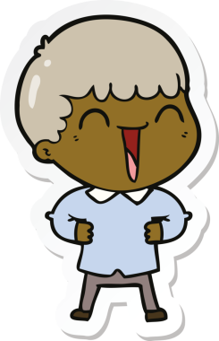 Bir insan tarafından çizilmiş mutlu bir adamın çıkartması.