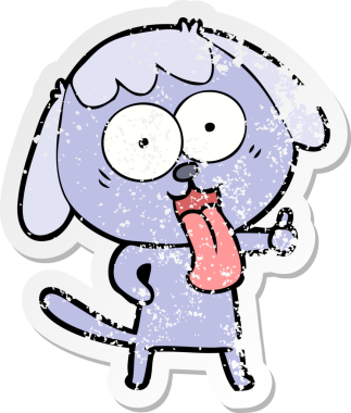 Bir insan tarafından çizilmiş şirin bir köpeğin sıkıntılı çıkartması.