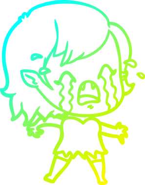 Bir insan tarafından çizilmiş ağlayan vampir kız çizgi filmi.