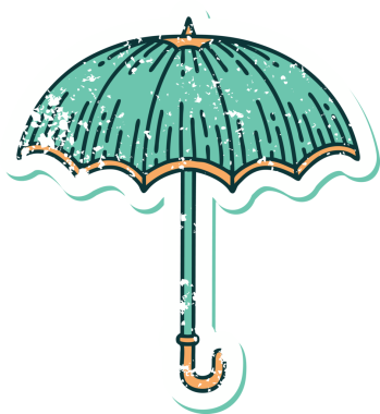 Bir insan tarafından çizilmiş sembolik dövmeli bir şemsiye.