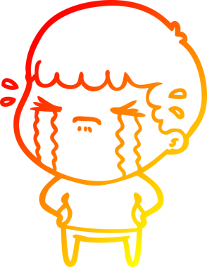 Bir insan tarafından çizilmiş ağlayan bir çizgi film karakteri çizimi.