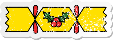 Bir insan tarafından çizilmiş tatlı bir noel krakerinin sıkıntılı çıkartması.