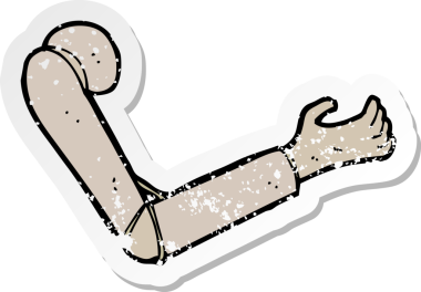 Bir insan tarafından çizilmiş protez bir karikatürün gerilimli yapıştırması.