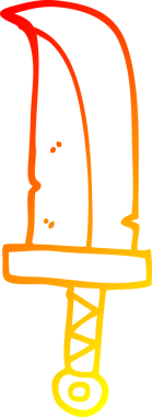 Bir insan tarafından çizilen çizgi film hançerinin sıcak eğimli çizgisi.