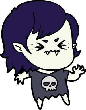 Bir insan tarafından çizilmiş kızgın vampir kız.