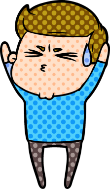 Bir insan tarafından çizilmiş terleyen çizgi film adamı.