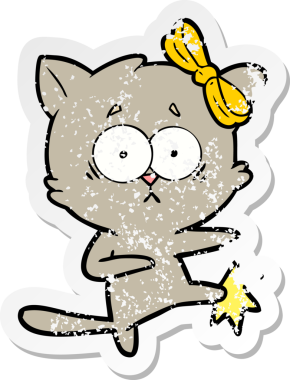 Bir insan tarafından çizilmiş karikatür bir kedinin sıkıntılı çıkartması.