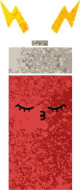 Bir insanın çizdiği pilin retro illüstrasyon tarzı karikatürü