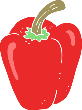 Bir insan tarafından çizilen biberin düz renk çizimi