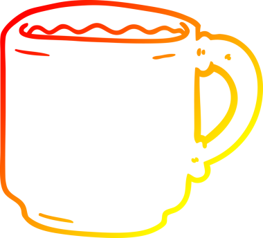 Bir insan tarafından çizilmiş bir kahve fincanının sıcak çizgi çizimi