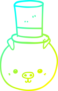 Bir insan tarafından çizilmiş silindir şapkalı bir domuzun çizimi.