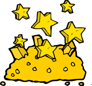 Bir insan tarafından çizilmiş altın yığını.