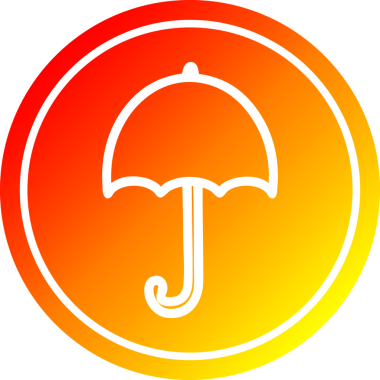 Bir insan tarafından çizilen sıcak gradyan bitişe sahip dairesel şemsiye simgesini aç