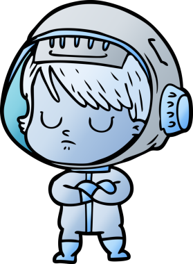 Bir insan tarafından çizilmiş astronot kadın.