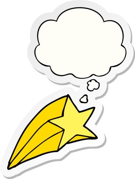 Düşünce baloncuğu olan bir çizgi film yıldızı insan tarafından çizilmiş bir çıkartma.