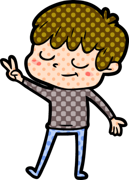 Bir insan tarafından çizilmiş mutlu çocuk çizgi filmi.