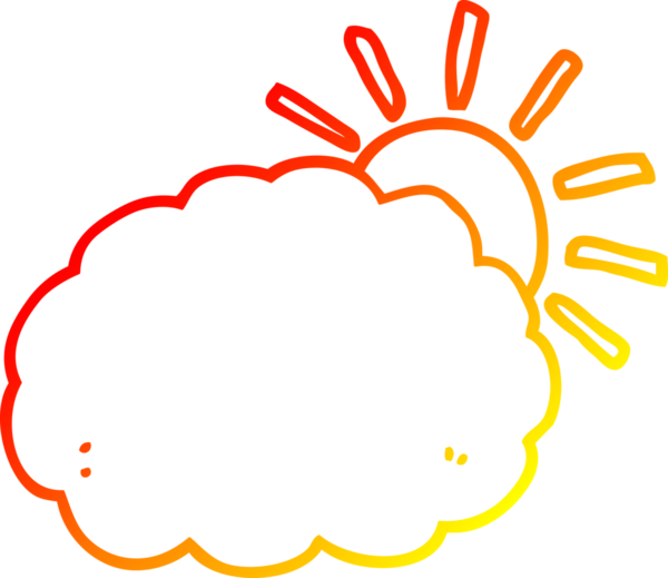 Bir çizgi film güneşi ve bir insan tarafından çizilmiş bulut sembolü.