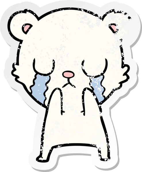 Bir insan tarafından çizilmiş ağlayan kutup ayısı karikatürü.