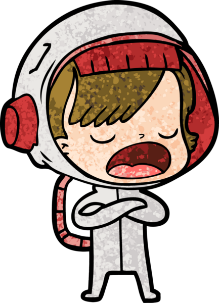 Karikatür astronot kadın bir insan tarafından çizilmiş.