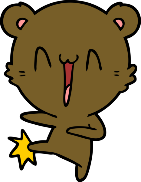 Bir insan tarafından çizilmiş mutlu ayı tekme karikatürü