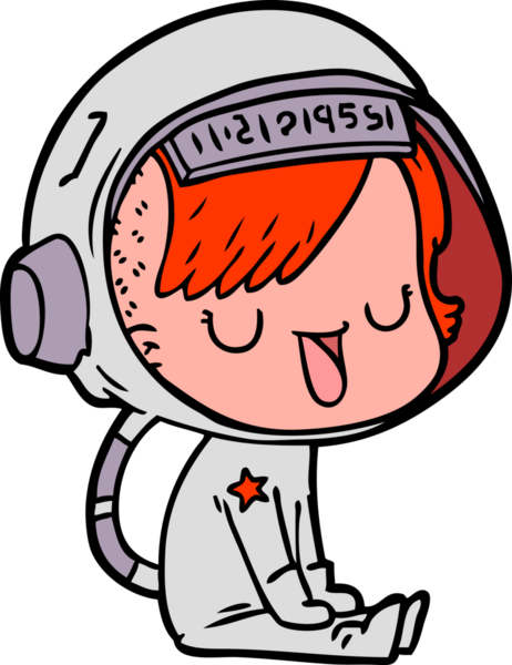 Bir insan tarafından çizilmiş astronot kadın.