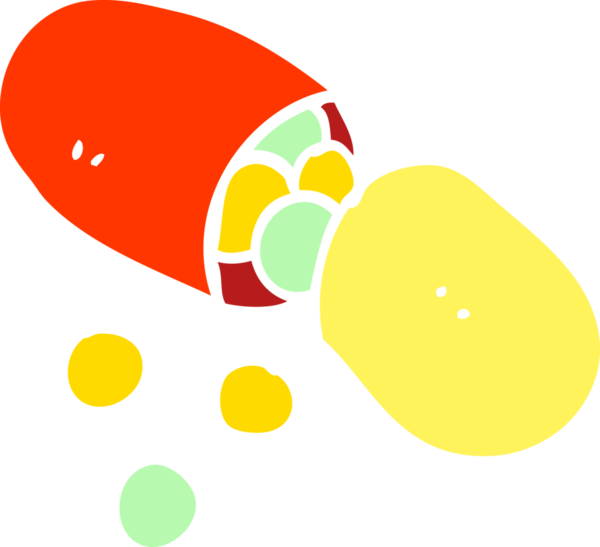 Bir insan tarafından çizilmiş düz renk çizim kapsül hapı