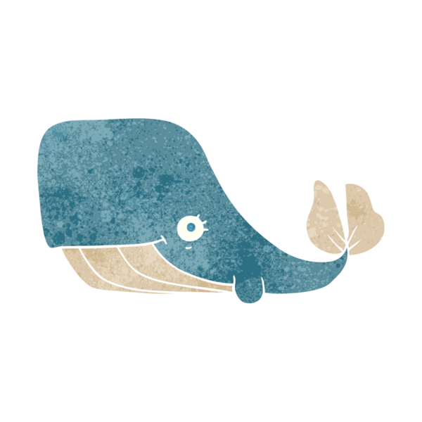 Bir insan tarafından çizilmiş serbest ve mutlu bir balina.
