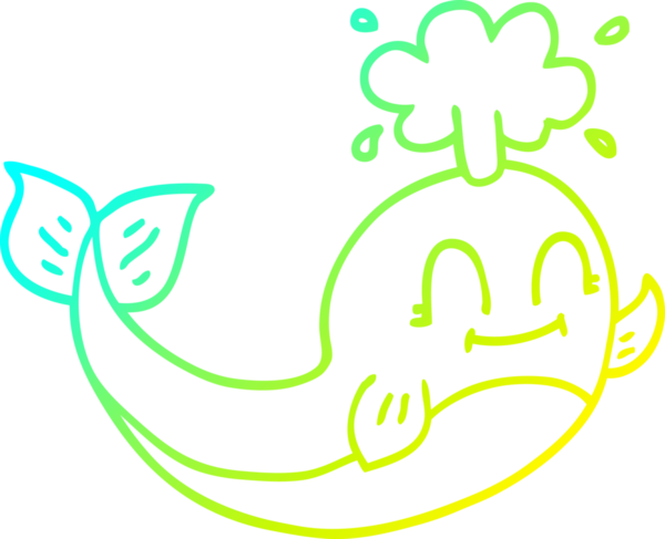 Bir insan tarafından çizilmiş mutlu balina çizgi çizimi