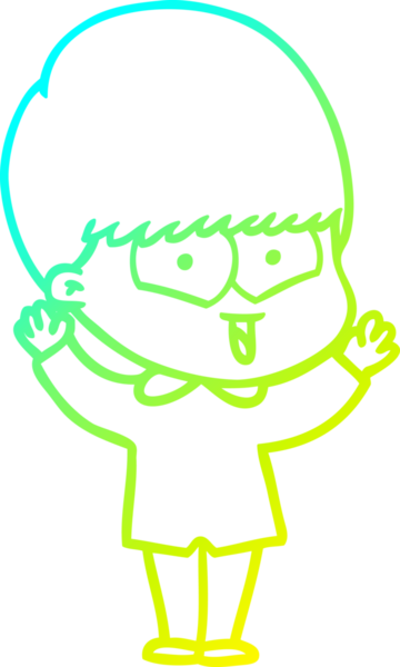 Bir çizgi film karakteri çizen soğuk çizgi bir insan tarafından çizilmiş mutlu çocuk.