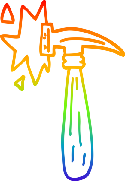 gökkuşağı gradyan çizimi bir insan tarafından çizilen çekiç darbesi