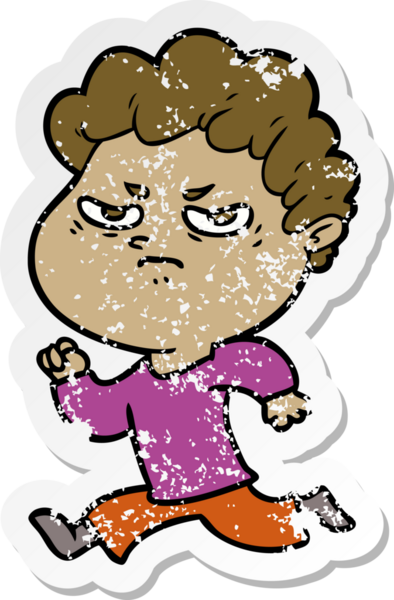 Bir insan tarafından çizilmiş kızgın bir adamın sıkıntılı çıkartması.