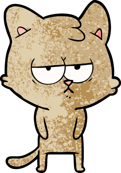 Bir insan tarafından çizilmiş sıkıcı çizgi film kedisi.